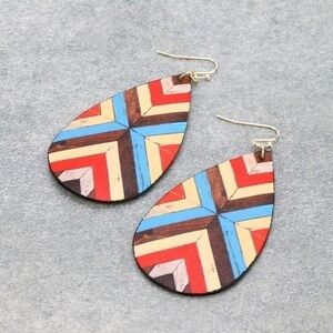 Western Style Teardrop Leather Dangle Earrings